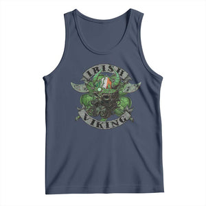 Funny Irish Viking Tank Top Vintage Shamrock Celtic Viking Skull TS11 Navy Print Your Wear