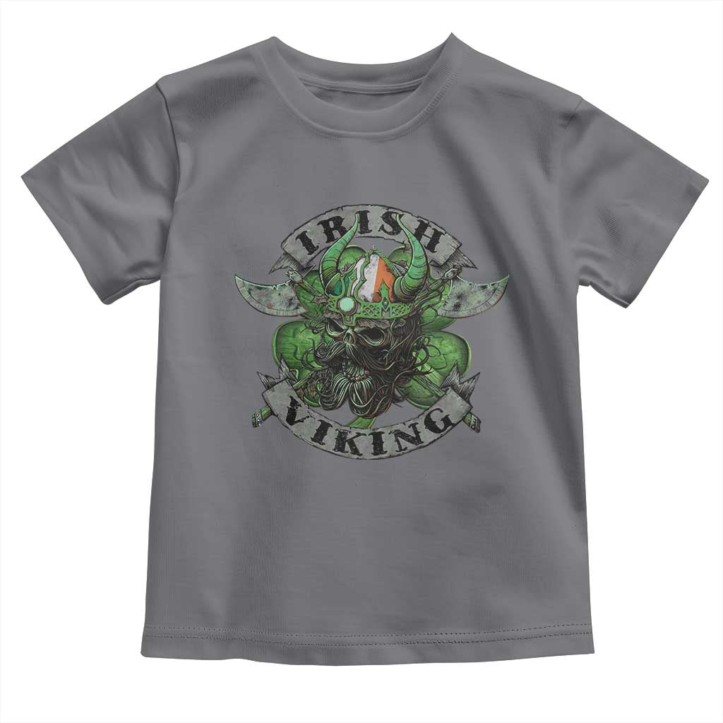 Funny Irish Viking Toddler T Shirt Vintage Shamrock Celtic Viking Skull TS11 Charcoal Print Your Wear