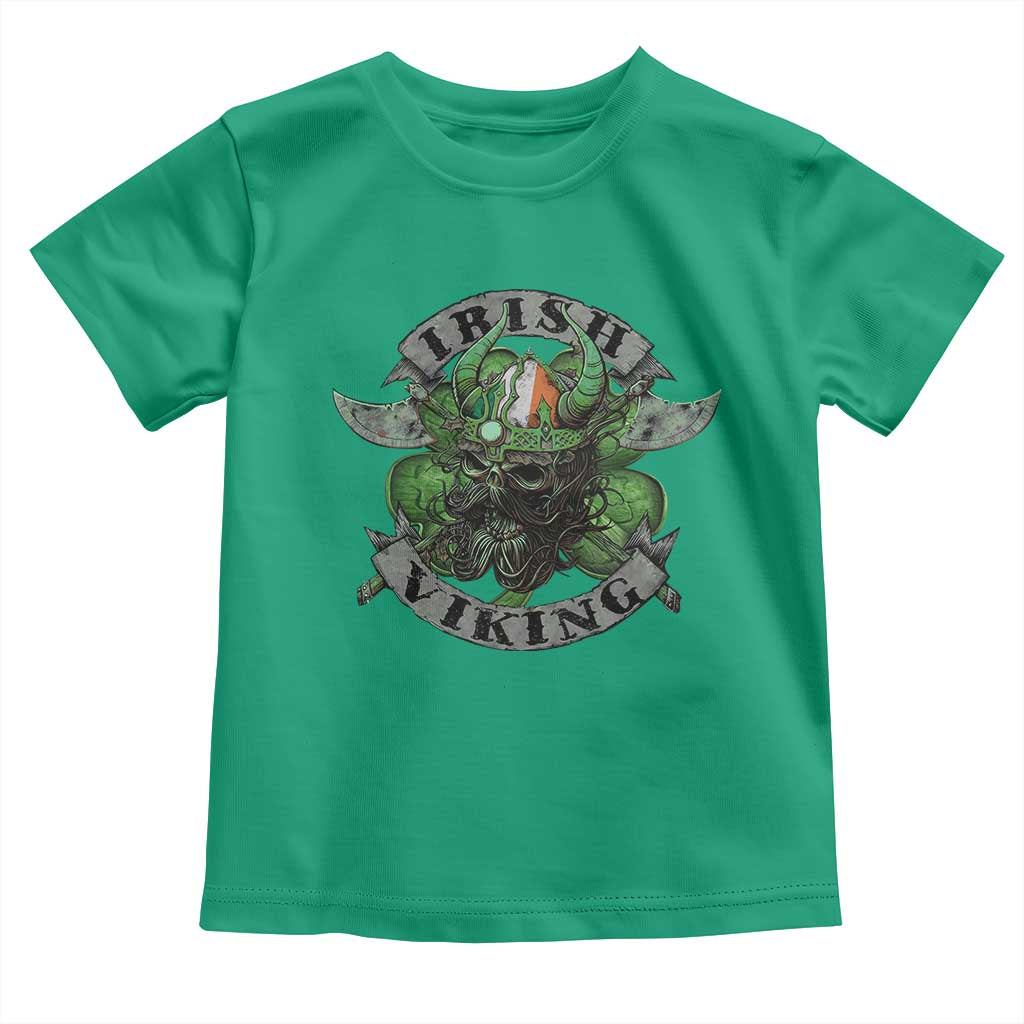Funny Irish Viking Toddler T Shirt Vintage Shamrock Celtic Viking Skull TS11 Irish Green Print Your Wear