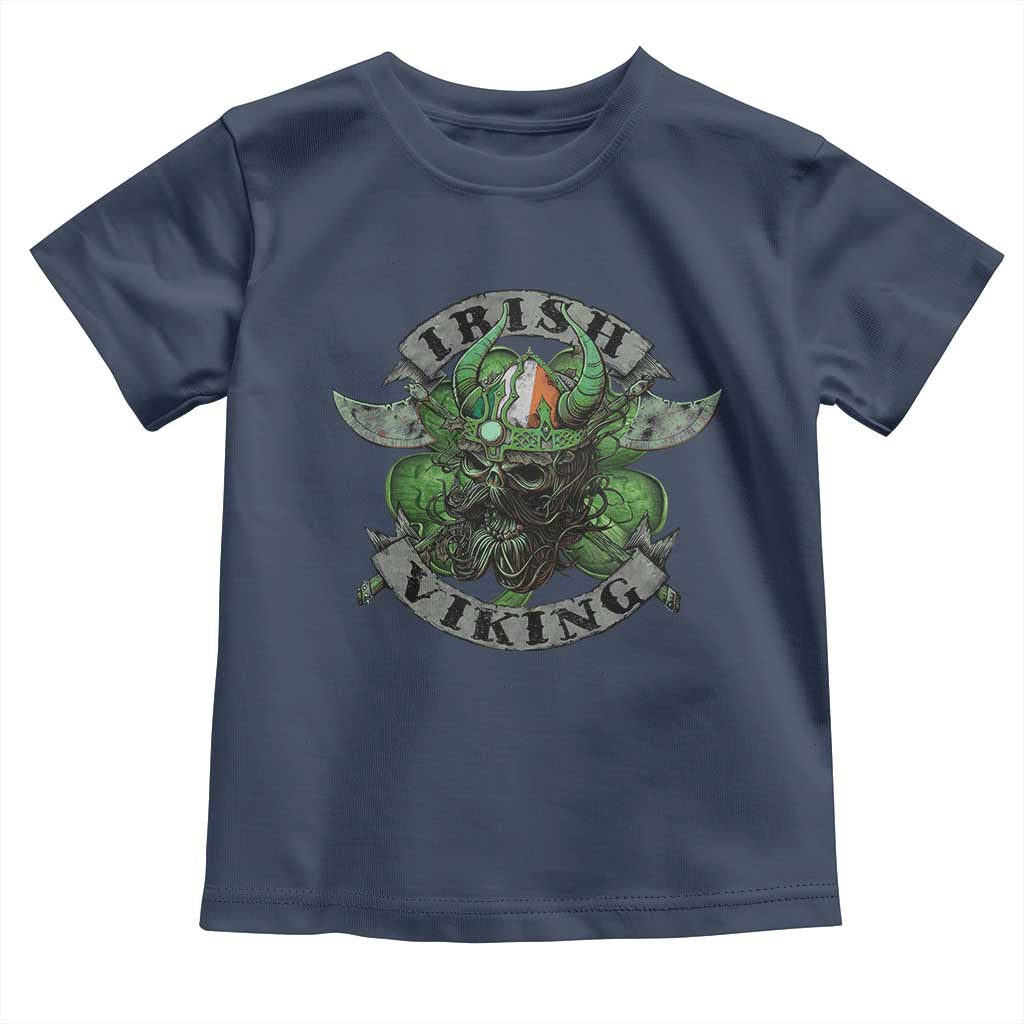 Funny Irish Viking Toddler T Shirt Vintage Shamrock Celtic Viking Skull TS11 Navy Print Your Wear