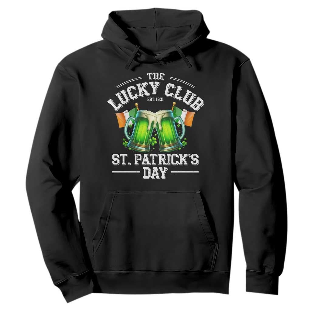 Funny St Patrick's Day Irish Beer Drinking Hoodie The Lucky Beer Club Ireland Flag TS11 Black Print Your Wear