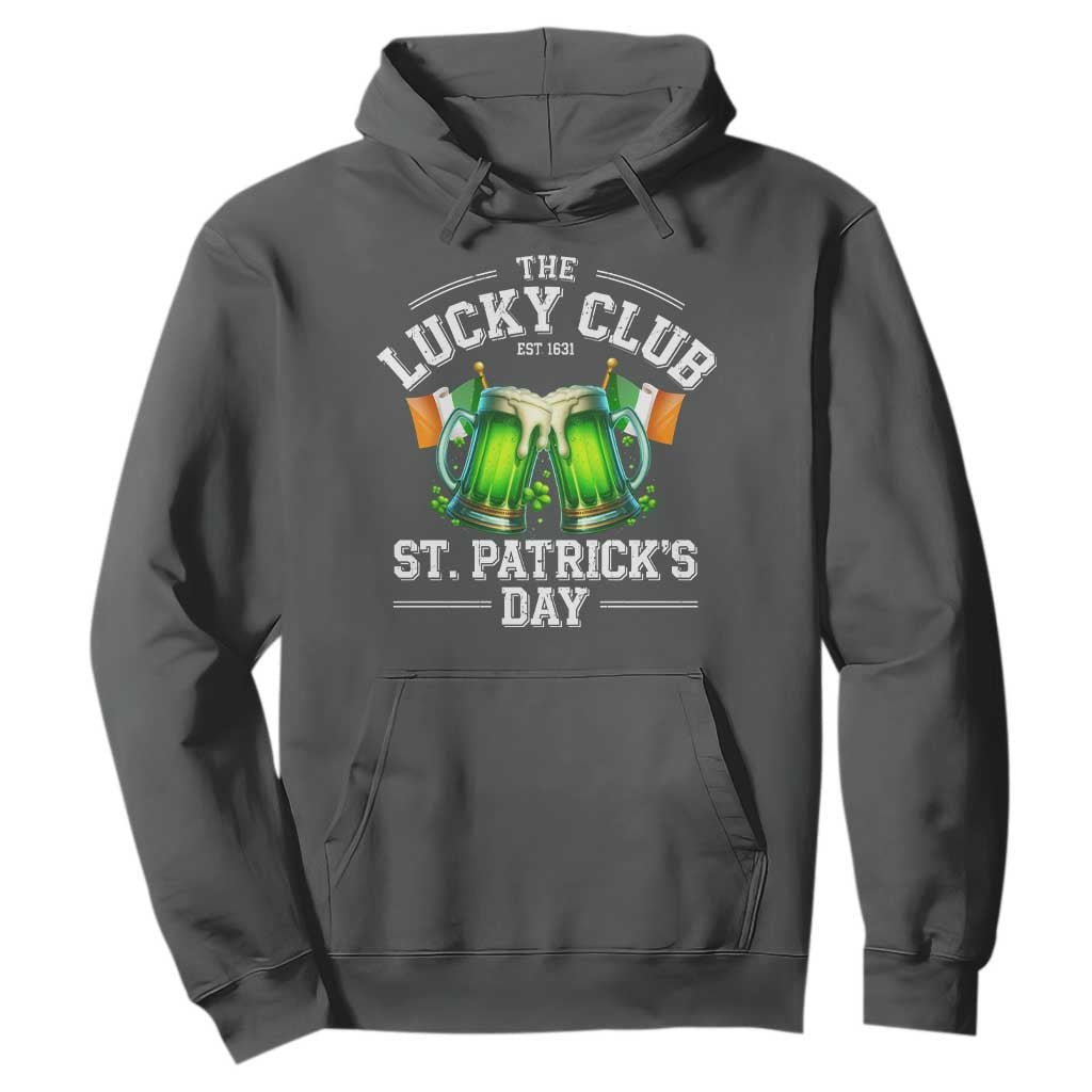Funny St Patrick's Day Irish Beer Drinking Hoodie The Lucky Beer Club Ireland Flag TS11 Dark Heather Print Your Wear