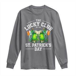 Funny St Patrick's Day Irish Beer Drinking Long Sleeve Shirt The Lucky Beer Club Ireland Flag TS11 Charcoal Print Your Wear