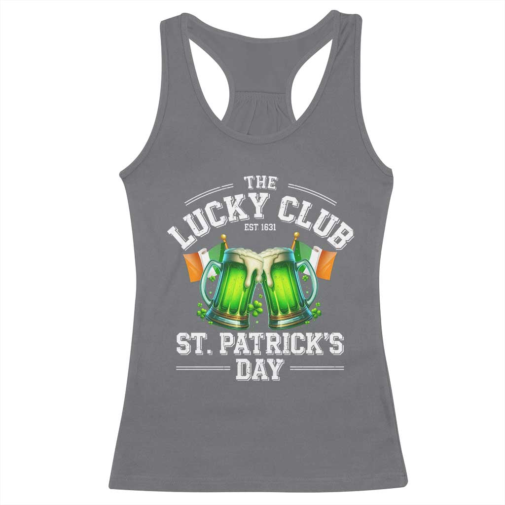 Funny St Patrick's Day Irish Beer Drinking Racerback Tank Top The Lucky Beer Club Ireland Flag TS11 Charcoal Print Your Wear