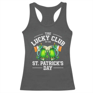 Funny St Patrick's Day Irish Beer Drinking Racerback Tank Top The Lucky Beer Club Ireland Flag TS11 Dark Heather Print Your Wear