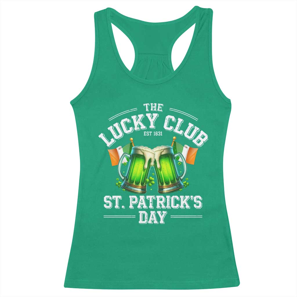 Funny St Patrick's Day Irish Beer Drinking Racerback Tank Top The Lucky Beer Club Ireland Flag TS11 Irish Green Print Your Wear