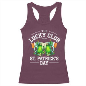 Funny St Patrick's Day Irish Beer Drinking Racerback Tank Top The Lucky Beer Club Ireland Flag TS11 Maroon Print Your Wear