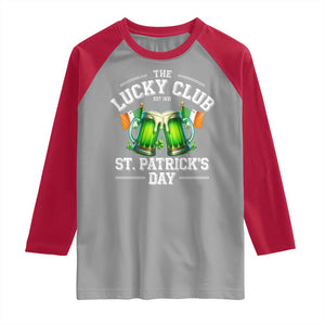 Funny St Patrick's Day Irish Beer Drinking Raglan Shirt The Lucky Beer Club Ireland Flag TS11 Sport Gray Red Print Your Wear