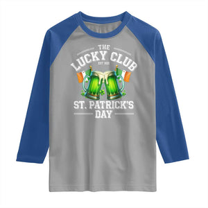 Funny St Patrick's Day Irish Beer Drinking Raglan Shirt The Lucky Beer Club Ireland Flag TS11 Sport Gray Royal Print Your Wear