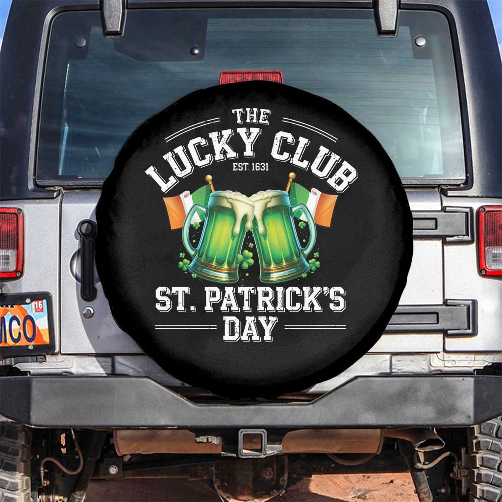 Funny St Patrick's Day Irish Beer Drinking Spare Tire Cover The Lucky Beer Club Ireland Flag TS11 No hole Black Print Your Wear