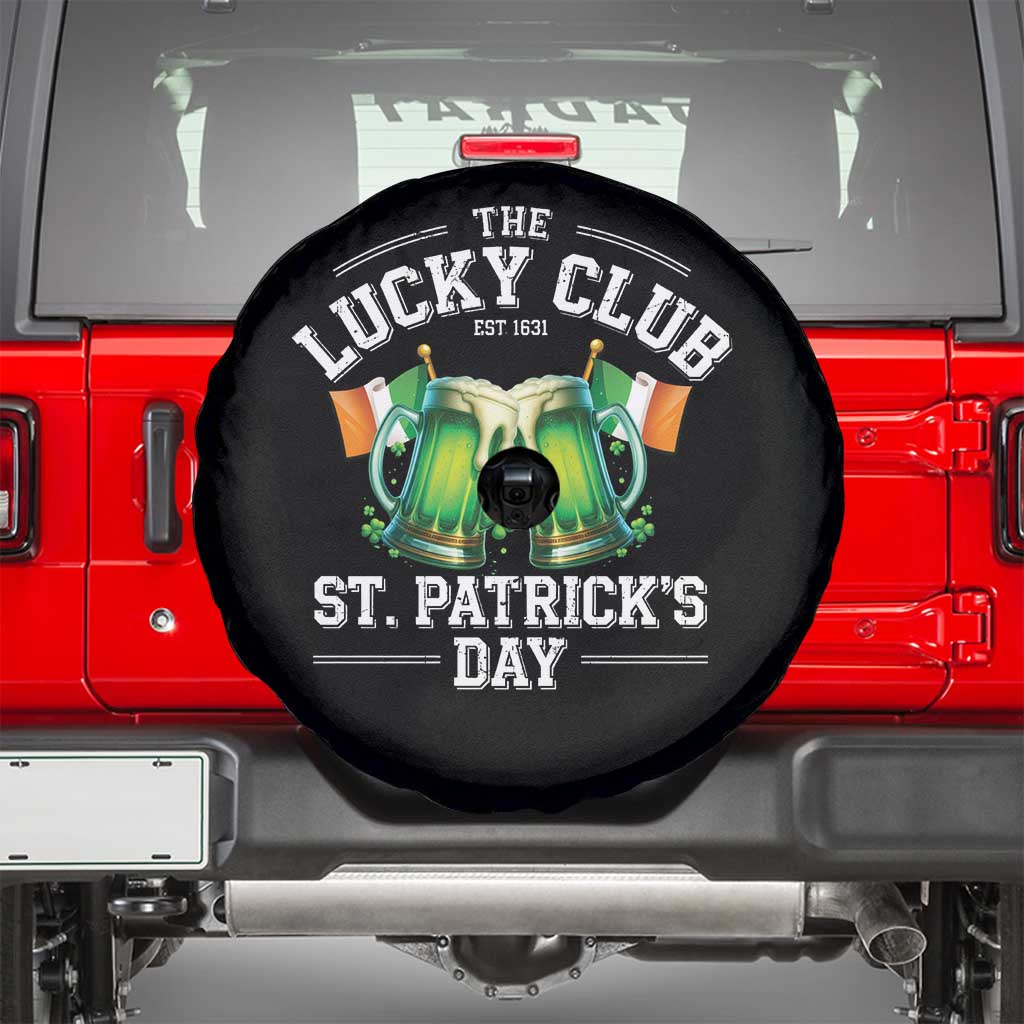 Funny St Patrick's Day Irish Beer Drinking Spare Tire Cover The Lucky Beer Club Ireland Flag TS11 Black Print Your Wear
