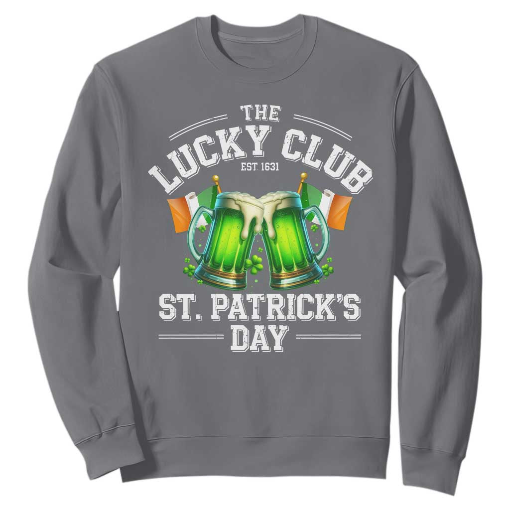 Funny St Patrick's Day Irish Beer Drinking Sweatshirt The Lucky Beer Club Ireland Flag TS11 Charcoal Print Your Wear