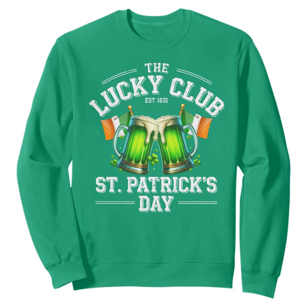 Funny St Patrick's Day Irish Beer Drinking Sweatshirt The Lucky Beer Club Ireland Flag TS11 Irish Green Print Your Wear
