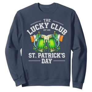 Funny St Patrick's Day Irish Beer Drinking Sweatshirt The Lucky Beer Club Ireland Flag TS11 Navy Print Your Wear