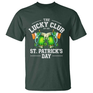 Funny St Patrick's Day Irish Beer Drinking T Shirt The Lucky Beer Club Ireland Flag TS11 Dark Forest Green Print Your Wear