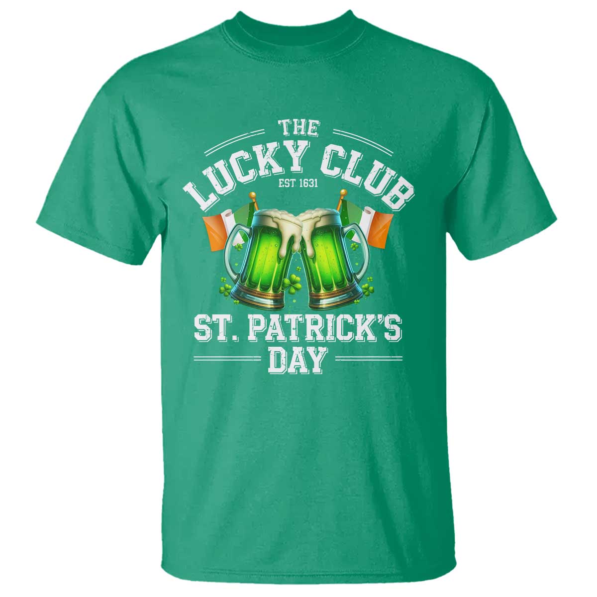 Funny St Patrick's Day Irish Beer Drinking T Shirt The Lucky Beer Club Ireland Flag TS11 Irish Green Print Your Wear