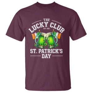 Funny St Patrick's Day Irish Beer Drinking T Shirt The Lucky Beer Club Ireland Flag TS11 Maroon Print Your Wear