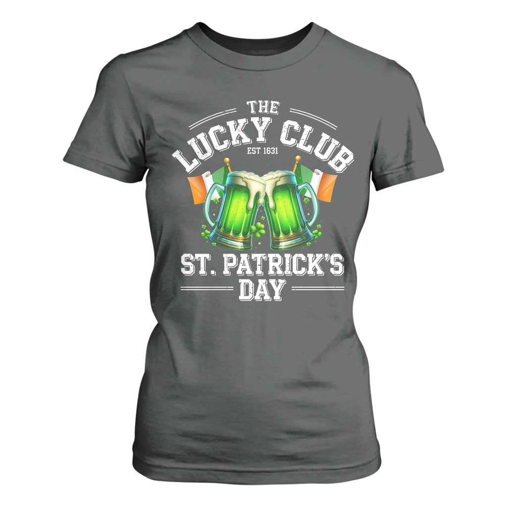 Funny St Patrick's Day Irish Beer Drinking T Shirt For Women The Lucky Beer Club Ireland Flag TS11 Dark Heather Print Your Wear