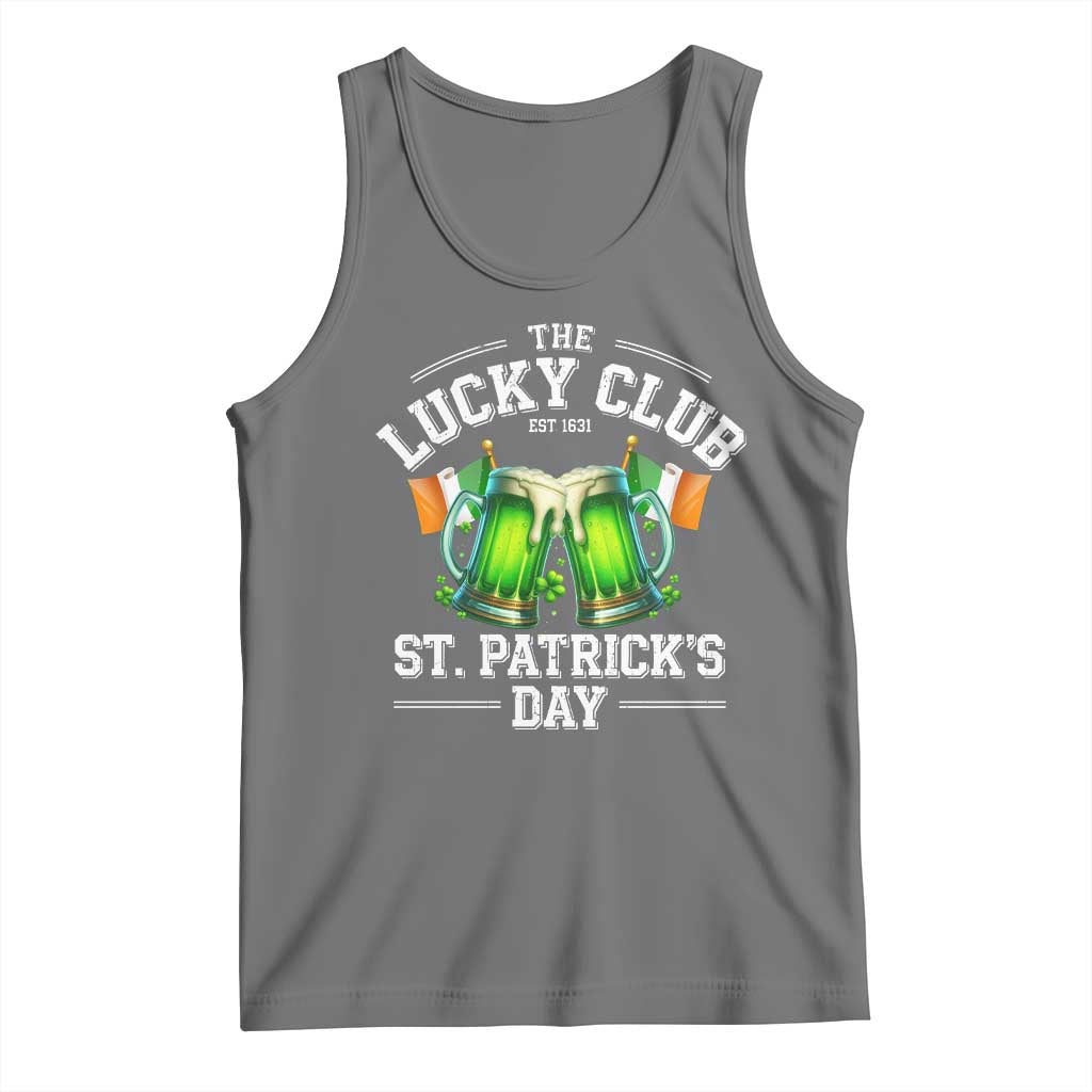 Funny St Patrick's Day Irish Beer Drinking Tank Top The Lucky Beer Club Ireland Flag TS11 Black Heather Print Your Wear