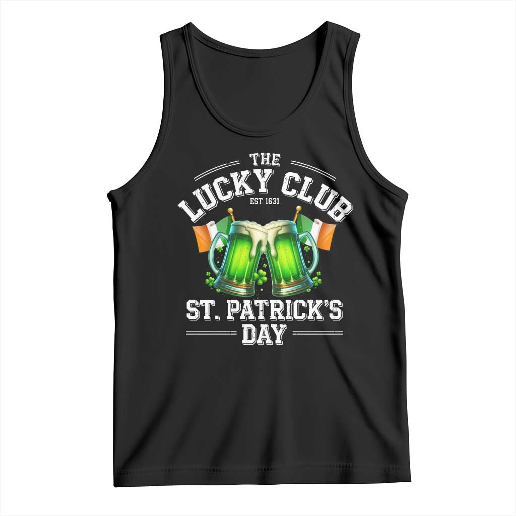 Funny St Patrick's Day Irish Beer Drinking Tank Top The Lucky Beer Club Ireland Flag TS11 Black Print Your Wear