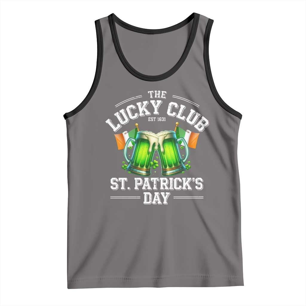 Funny St Patrick's Day Irish Beer Drinking Tank Top The Lucky Beer Club Ireland Flag TS11 Deep Heather Black Print Your Wear