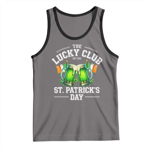 Funny St Patrick's Day Irish Beer Drinking Tank Top The Lucky Beer Club Ireland Flag TS11 Deep Heather Black Print Your Wear