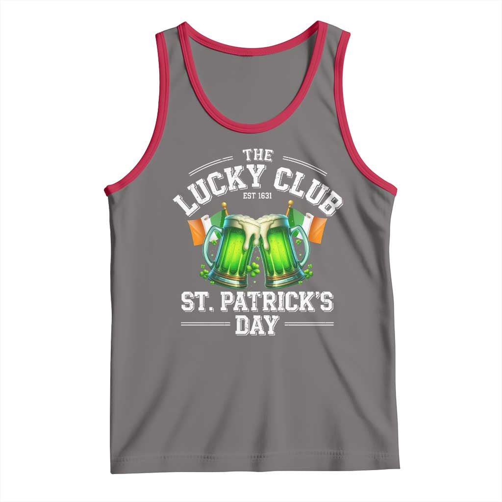 Funny St Patrick's Day Irish Beer Drinking Tank Top The Lucky Beer Club Ireland Flag TS11 Deep Heather Red Print Your Wear