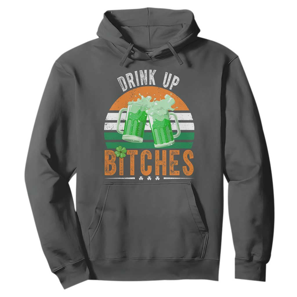 Funny St Patrick's Day Irish Beer Drinking Hoodie Drink Up Bitches Beer Mug TS11 Dark Heather Print Your Wear