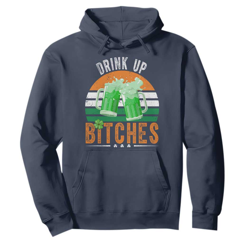 Funny St Patrick's Day Irish Beer Drinking Hoodie Drink Up Bitches Beer Mug TS11 Navy Print Your Wear