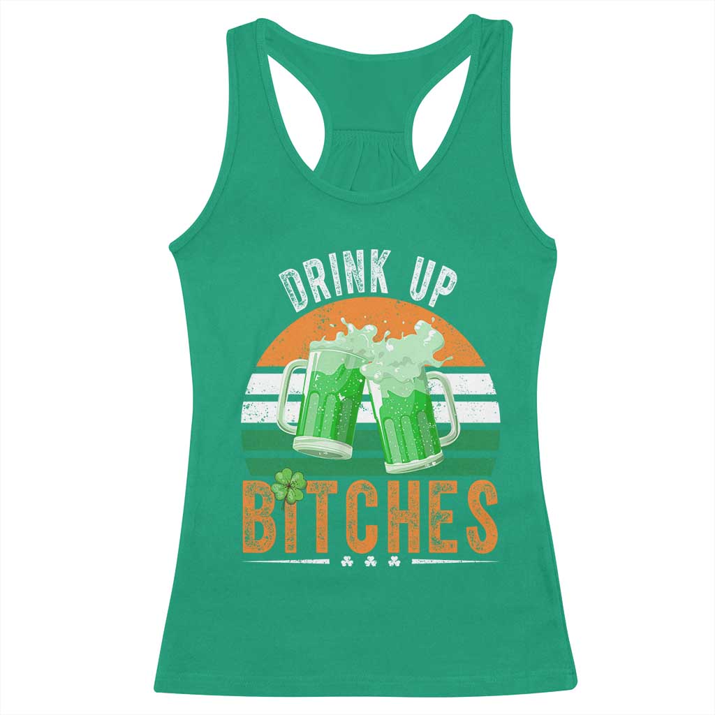 Funny St Patrick's Day Irish Beer Drinking Racerback Tank Top Drink Up Bitches Beer Mug TS11 Irish Green Print Your Wear