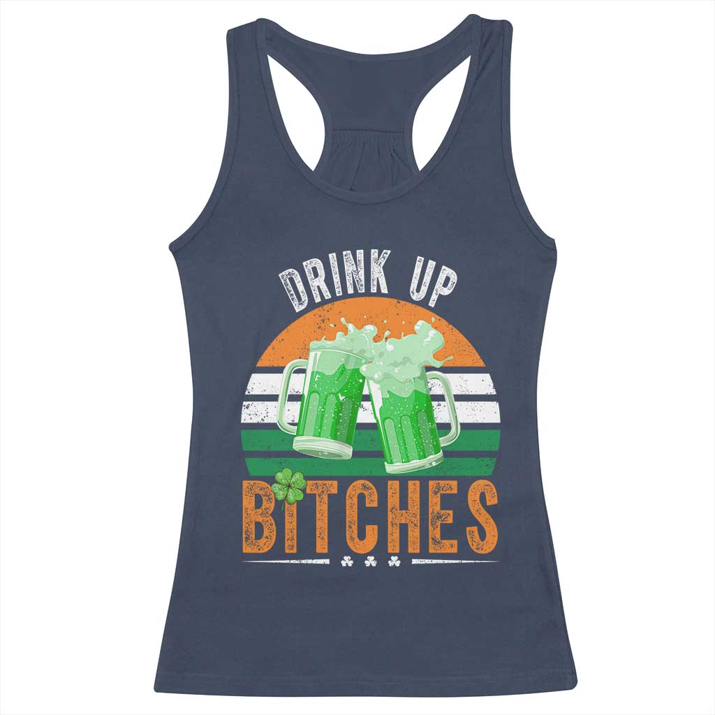 Funny St Patrick's Day Irish Beer Drinking Racerback Tank Top Drink Up Bitches Beer Mug TS11 Navy Print Your Wear