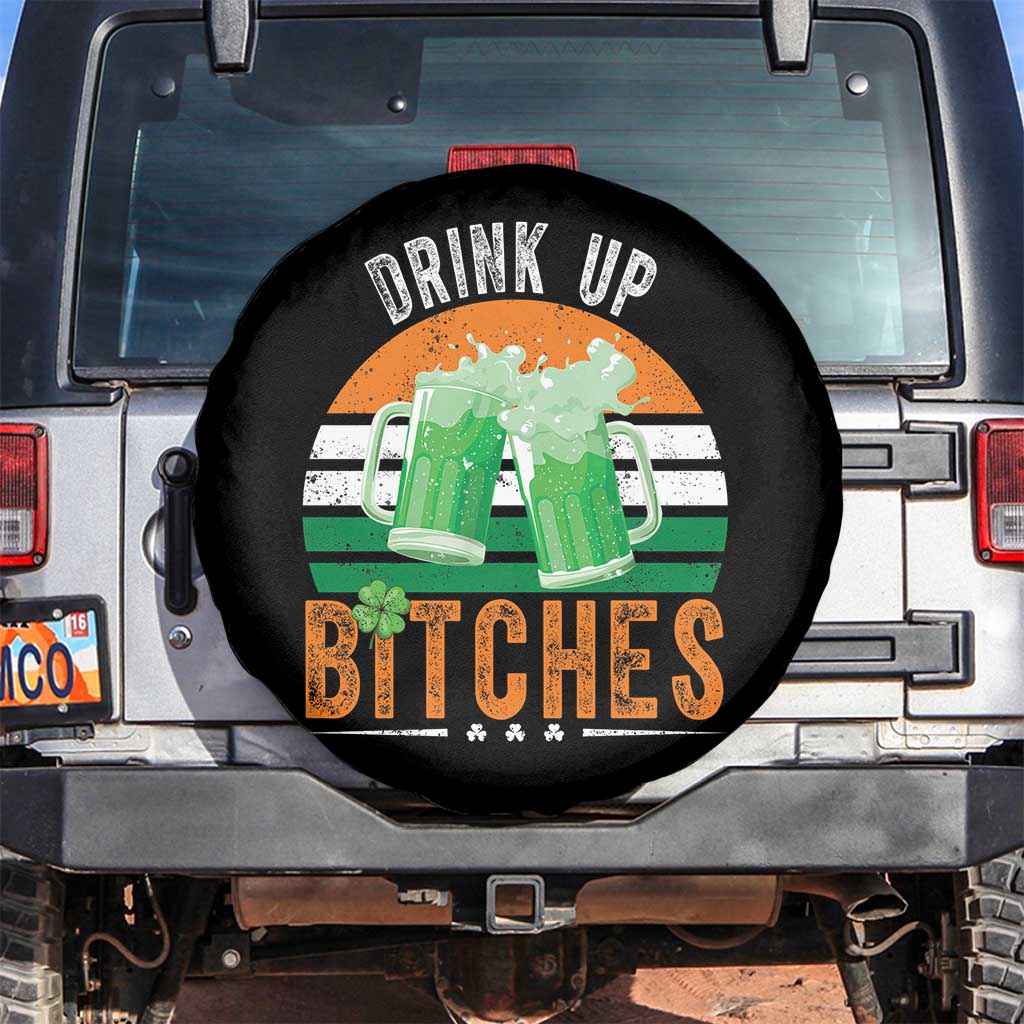 Funny St Patrick's Day Irish Beer Drinking Spare Tire Cover Drink Up Bitches Beer Mug TS11 No hole Black Print Your Wear