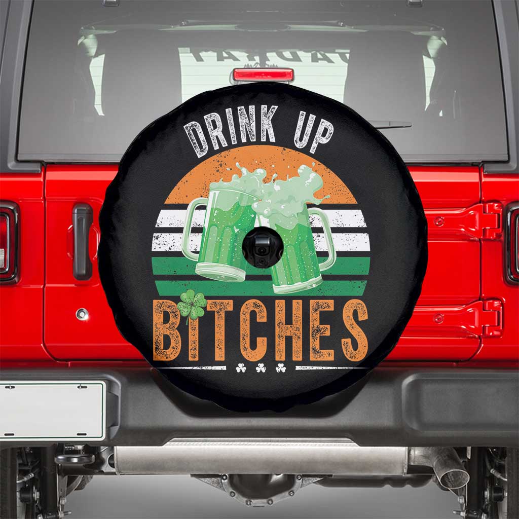 Funny St Patrick's Day Irish Beer Drinking Spare Tire Cover Drink Up Bitches Beer Mug TS11 Black Print Your Wear