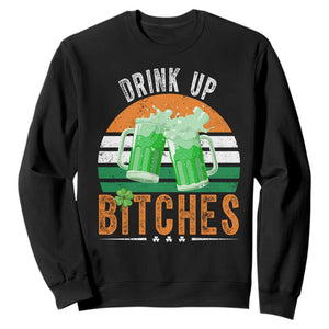 Funny St Patrick's Day Irish Beer Drinking Sweatshirt Drink Up Bitches Beer Mug TS11 Black Print Your Wear