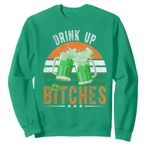 Funny St Patrick's Day Irish Beer Drinking Sweatshirt Drink Up Bitches Beer Mug TS11 Irish Green Print Your Wear