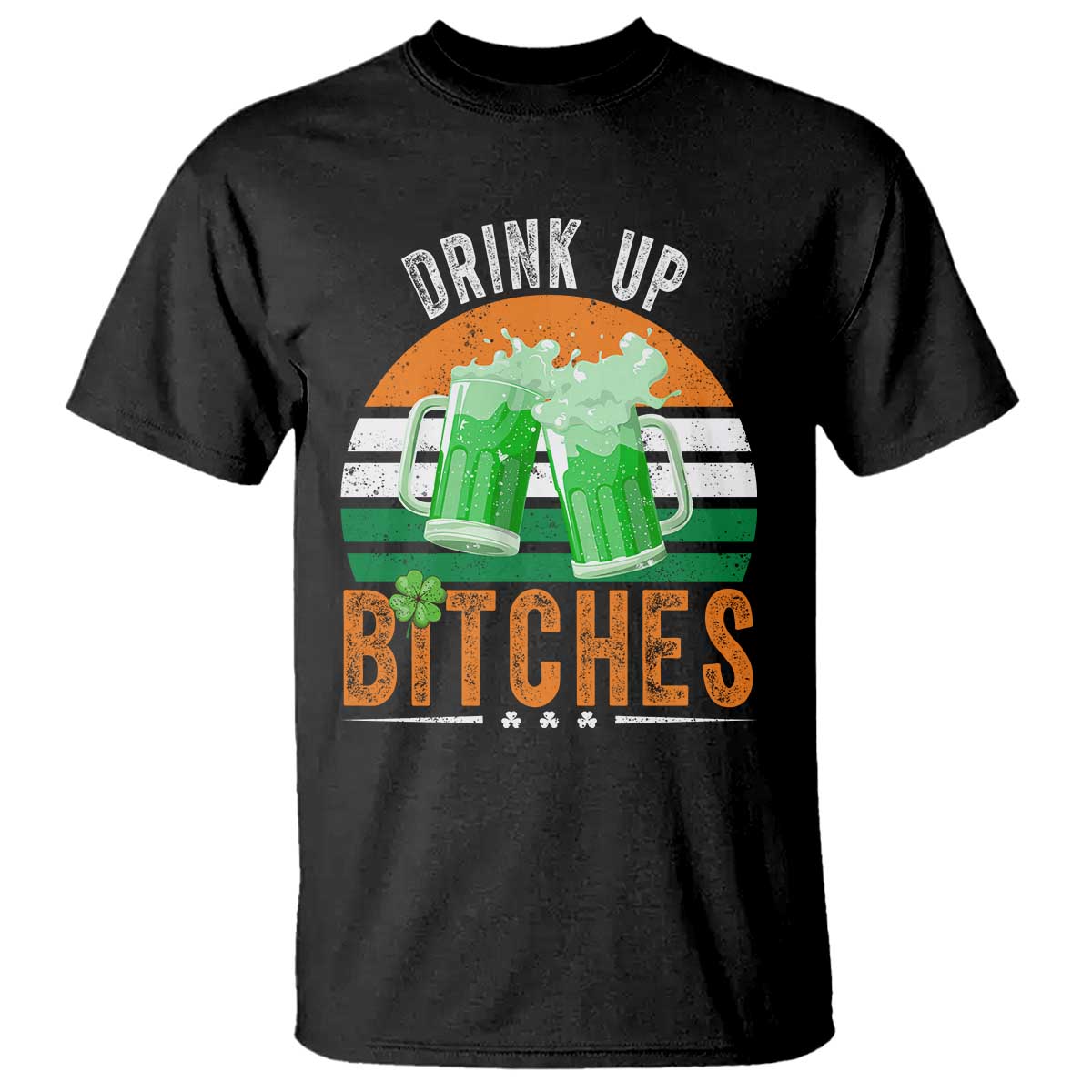 Funny St Patrick's Day Irish Beer Drinking T Shirt Drink Up Bitches Beer Mug TS11 Black Print Your Wear