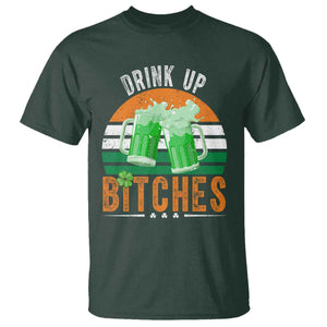 Funny St Patrick's Day Irish Beer Drinking T Shirt Drink Up Bitches Beer Mug TS11 Dark Forest Green Print Your Wear