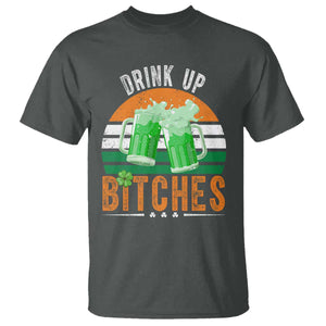 Funny St Patrick's Day Irish Beer Drinking T Shirt Drink Up Bitches Beer Mug TS11 Dark Heather Print Your Wear