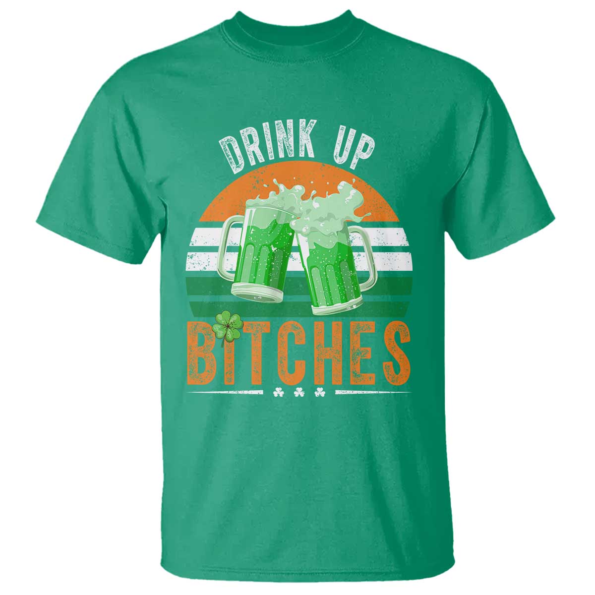 Funny St Patrick's Day Irish Beer Drinking T Shirt Drink Up Bitches Beer Mug TS11 Irish Green Print Your Wear