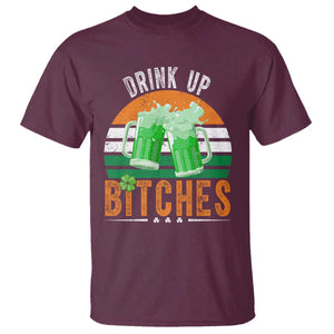Funny St Patrick's Day Irish Beer Drinking T Shirt Drink Up Bitches Beer Mug TS11 Maroon Print Your Wear