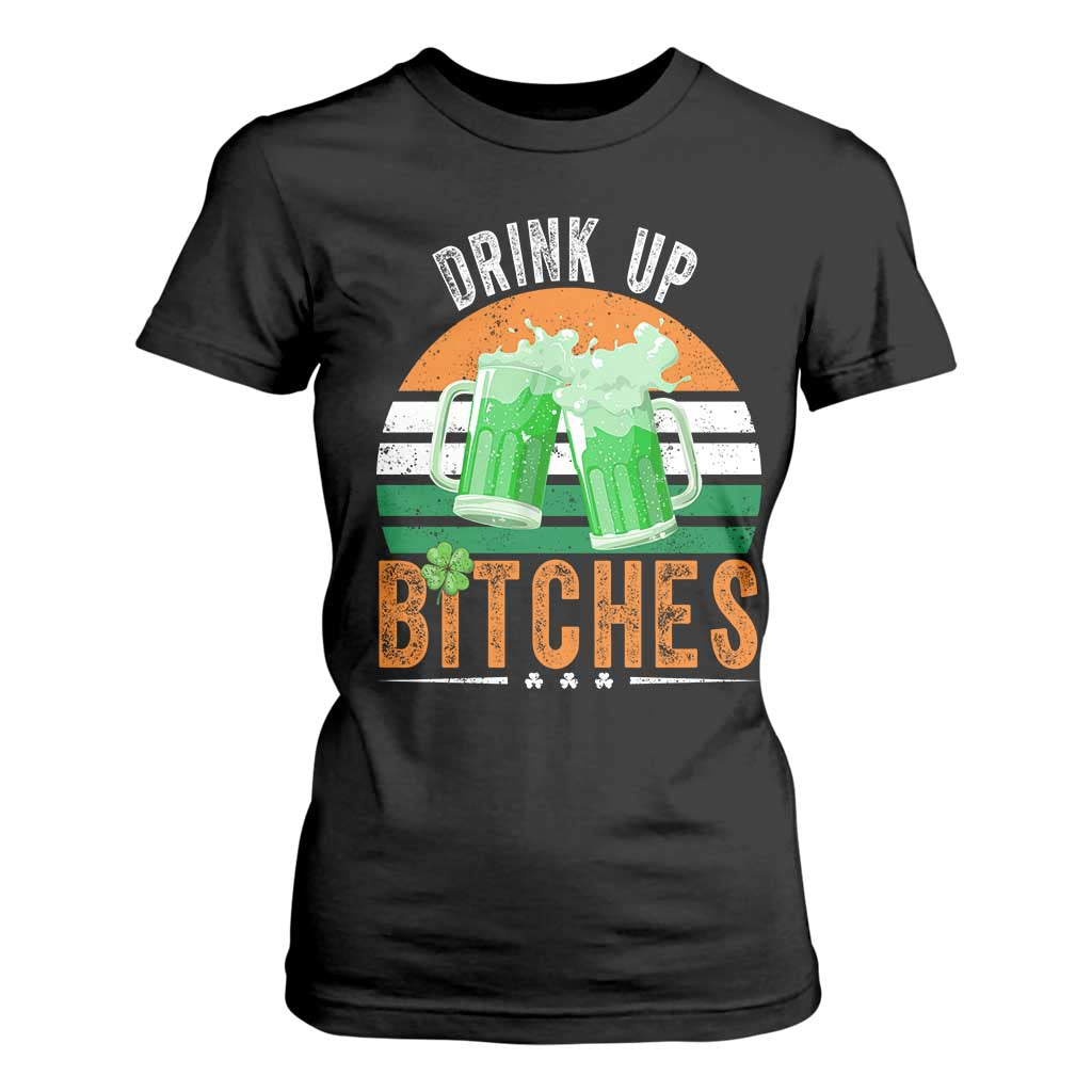 Funny St Patrick's Day Irish Beer Drinking T Shirt For Women Drink Up Bitches Beer Mug TS11 Black Print Your Wear