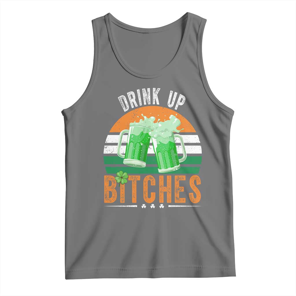 Funny St Patrick's Day Irish Beer Drinking Tank Top Drink Up Bitches Beer Mug TS11 Black Heather Print Your Wear
