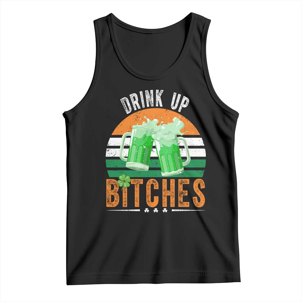 Funny St Patrick's Day Irish Beer Drinking Tank Top Drink Up Bitches Beer Mug TS11 Black Print Your Wear
