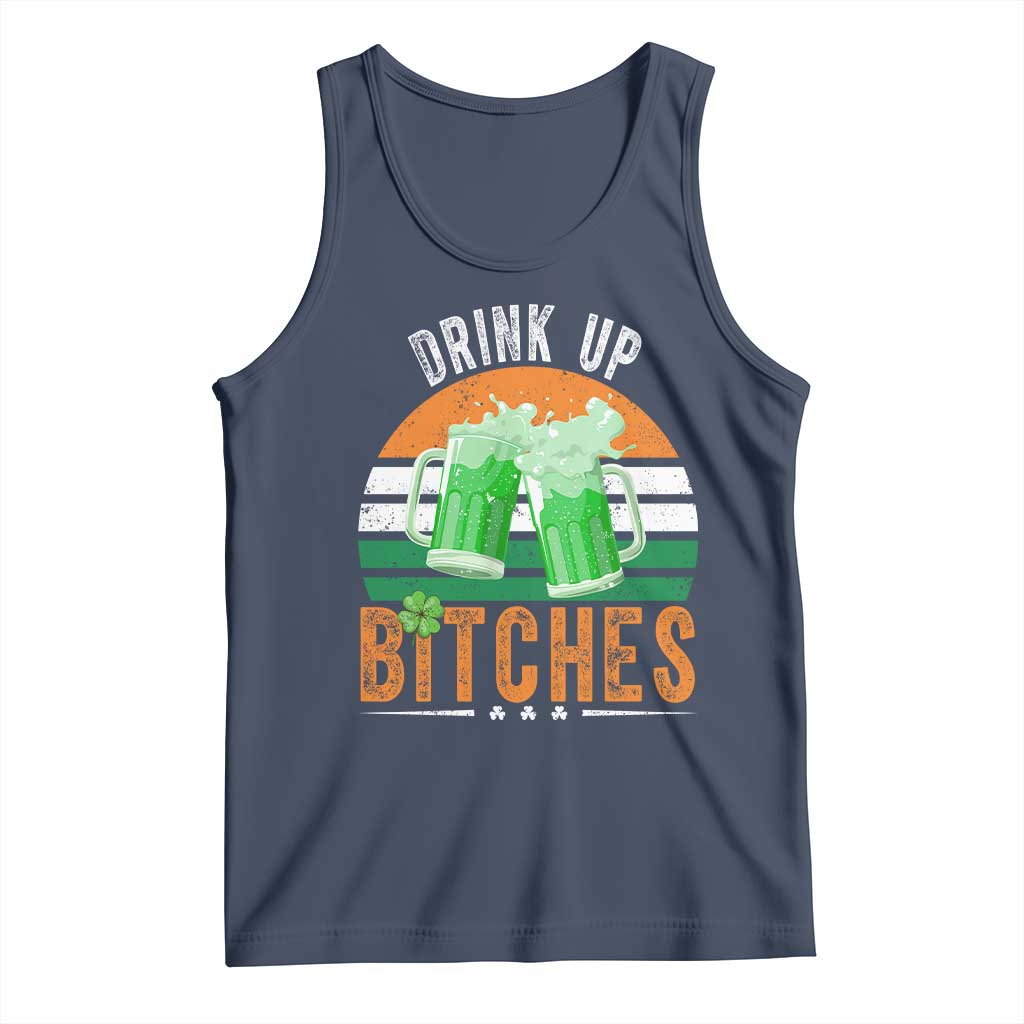 Funny St Patrick's Day Irish Beer Drinking Tank Top Drink Up Bitches Beer Mug TS11 Navy Print Your Wear