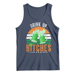 Funny St Patrick's Day Irish Beer Drinking Tank Top Drink Up Bitches Beer Mug TS11 Navy Print Your Wear