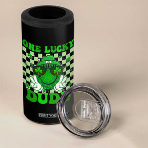 Funny One Lucky Dude St Patrick's Day 4 in 1 Can Cooler Tumbler Checkerboard Shamrock TS11 Print Your Wear