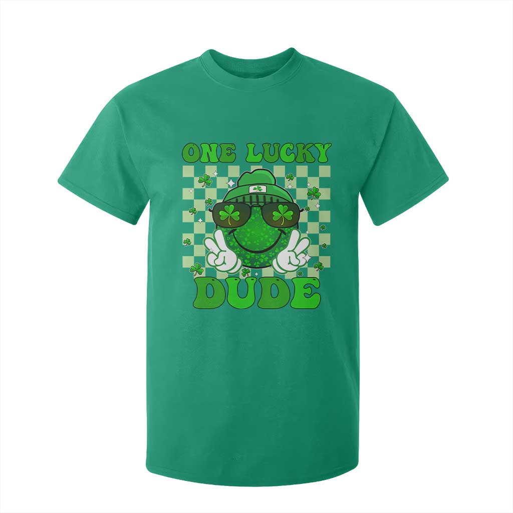Funny One Lucky Dude St Patrick's Day T Shirt For Kid Checkerboard Shamrock TS11 Irish Green Print Your Wear