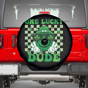 Funny One Lucky Dude St Patrick's Day Spare Tire Cover Checkerboard Shamrock TS11 Black Print Your Wear