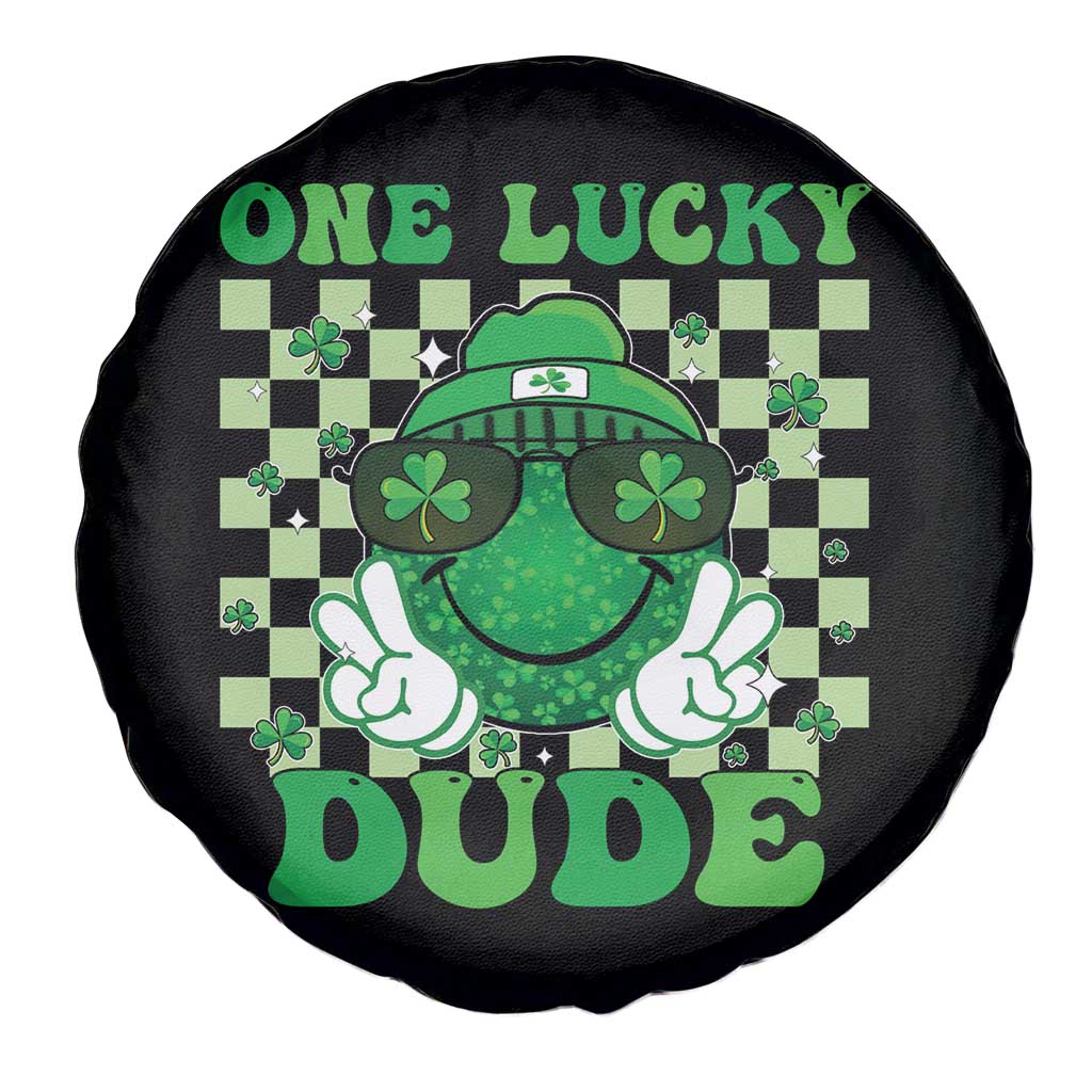 Funny One Lucky Dude St Patrick's Day Spare Tire Cover Checkerboard Shamrock TS11 Print Your Wear