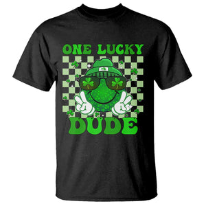 Funny One Lucky Dude St Patrick's Day T Shirt Checkerboard Shamrock TS11 Black Print Your Wear